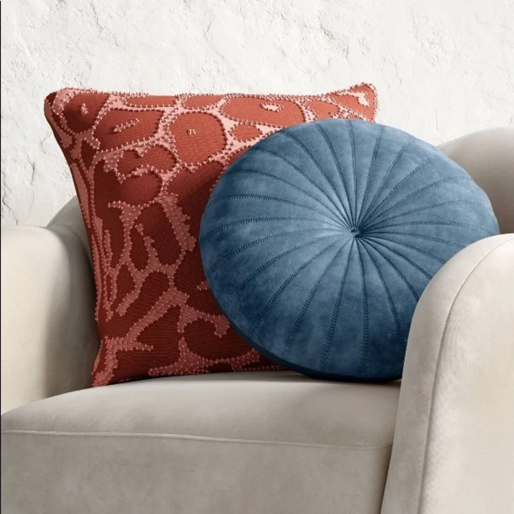 OPALHOUSE NEW quilted velvet round throw pillows -blue - Picture 4 of 6